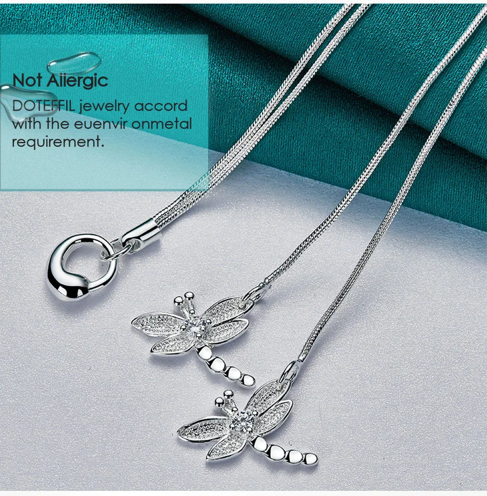 Dragonfly Duo Sterling Silver Pendant Necklace