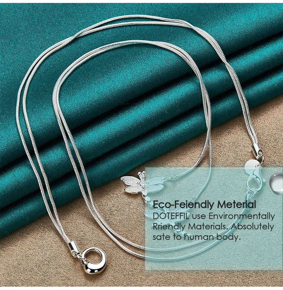 Dragonfly Duo Sterling Silver Pendant Necklace