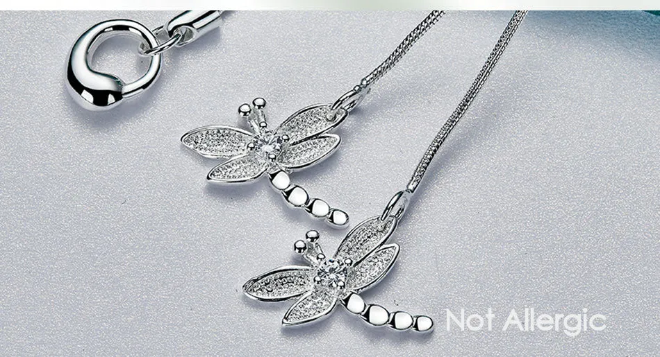 Dragonfly Duo Sterling Silver Pendant Necklace