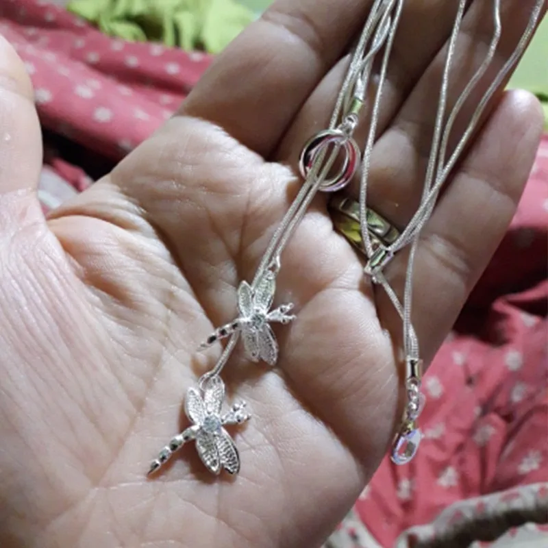 Dragonfly Duo Sterling Silver Pendant Necklace
