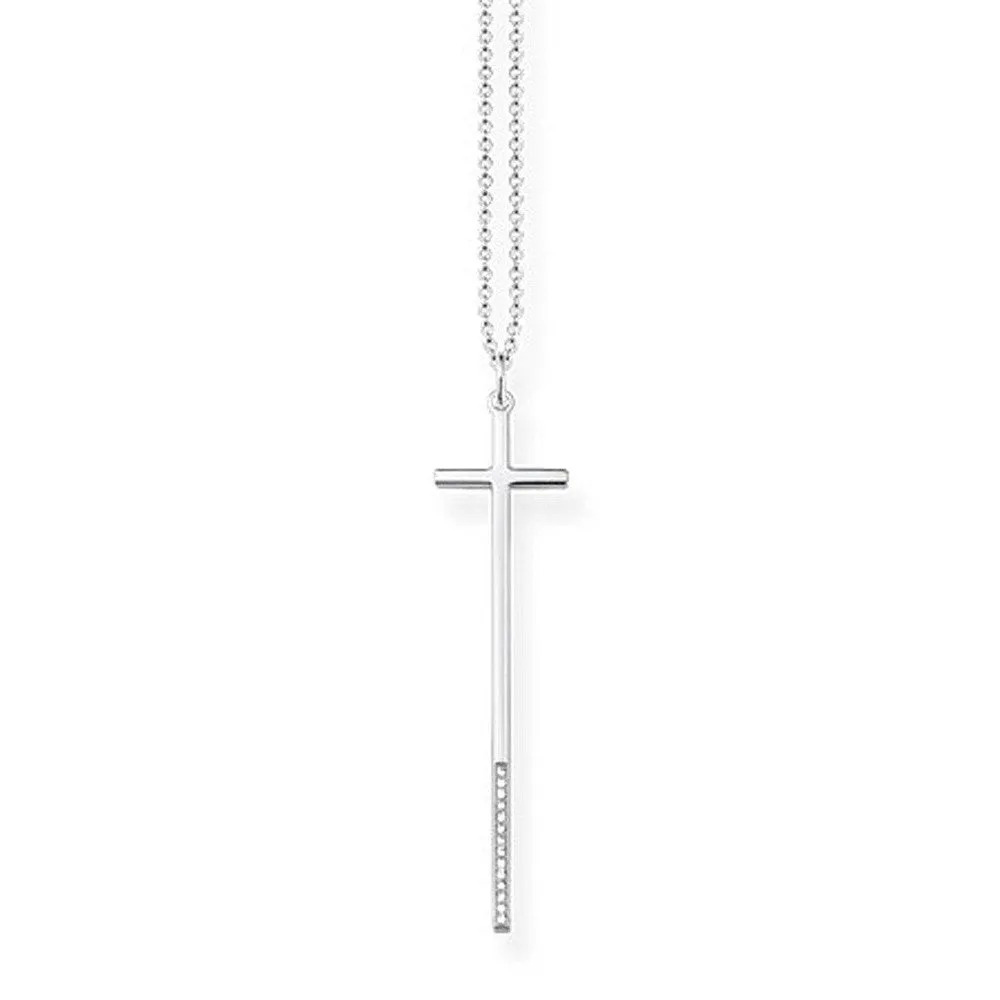 Elongated Diamond Cross Necklace