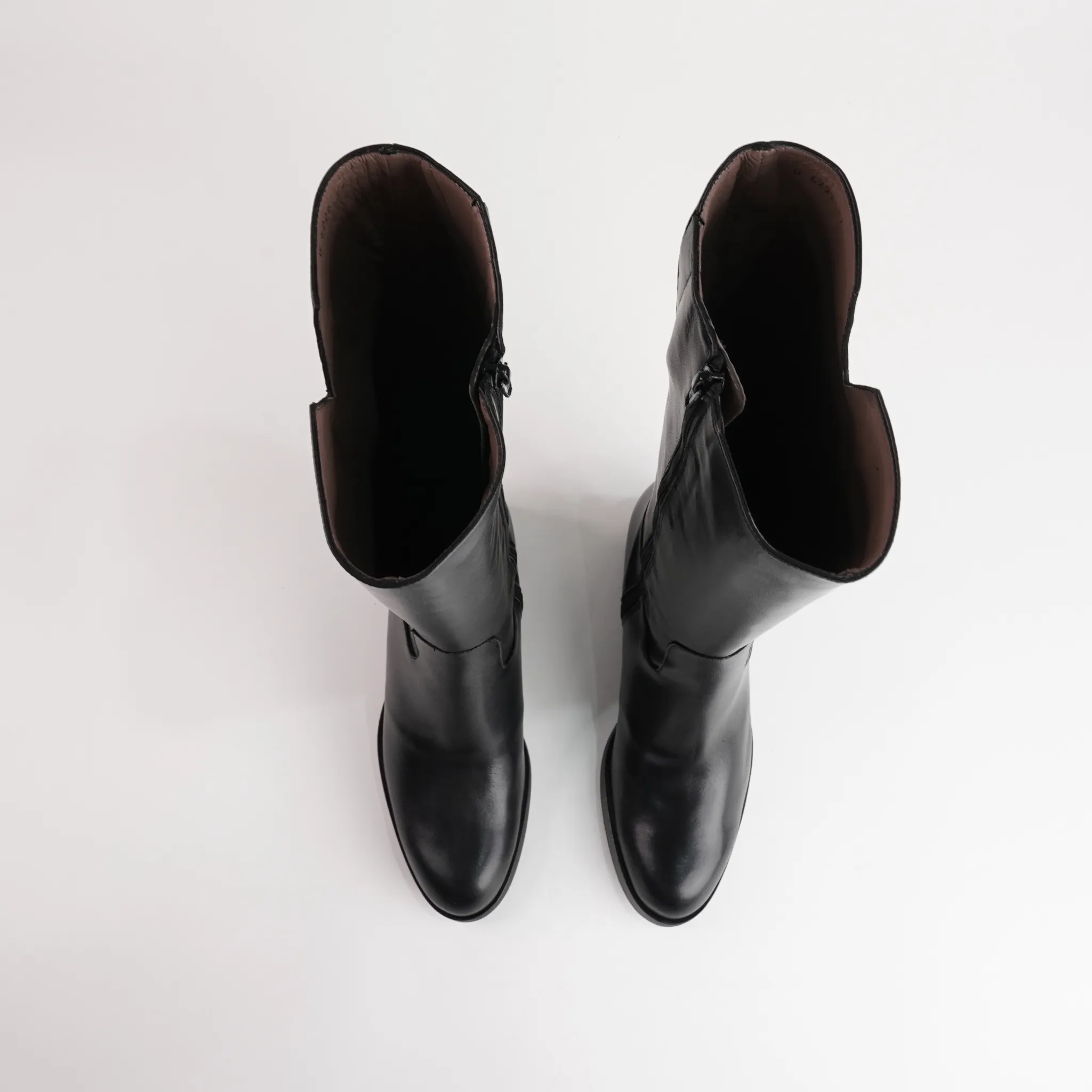Elowen Black Leather Knee High Boots