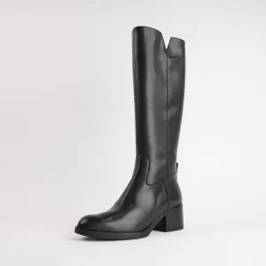 Elowen Black Leather Knee High Boots