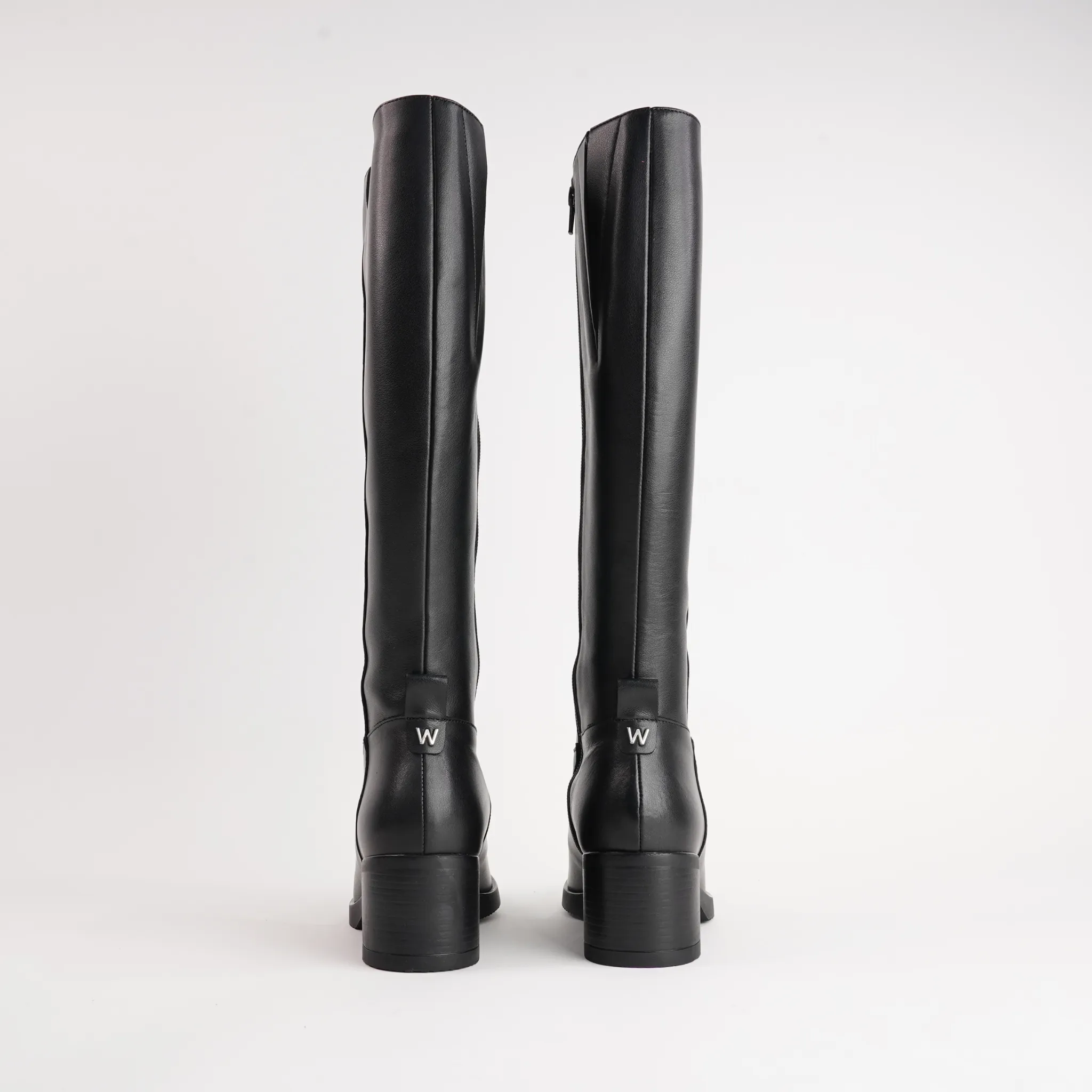 Elowen Black Leather Knee High Boots