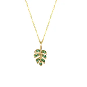 Emerald Leaf Charm Necklace