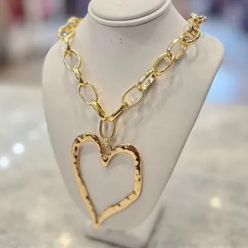 Emerson Hammered Metal Heart Chain Necklace
