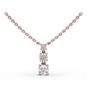 Empire Three Stone Drop Necklace