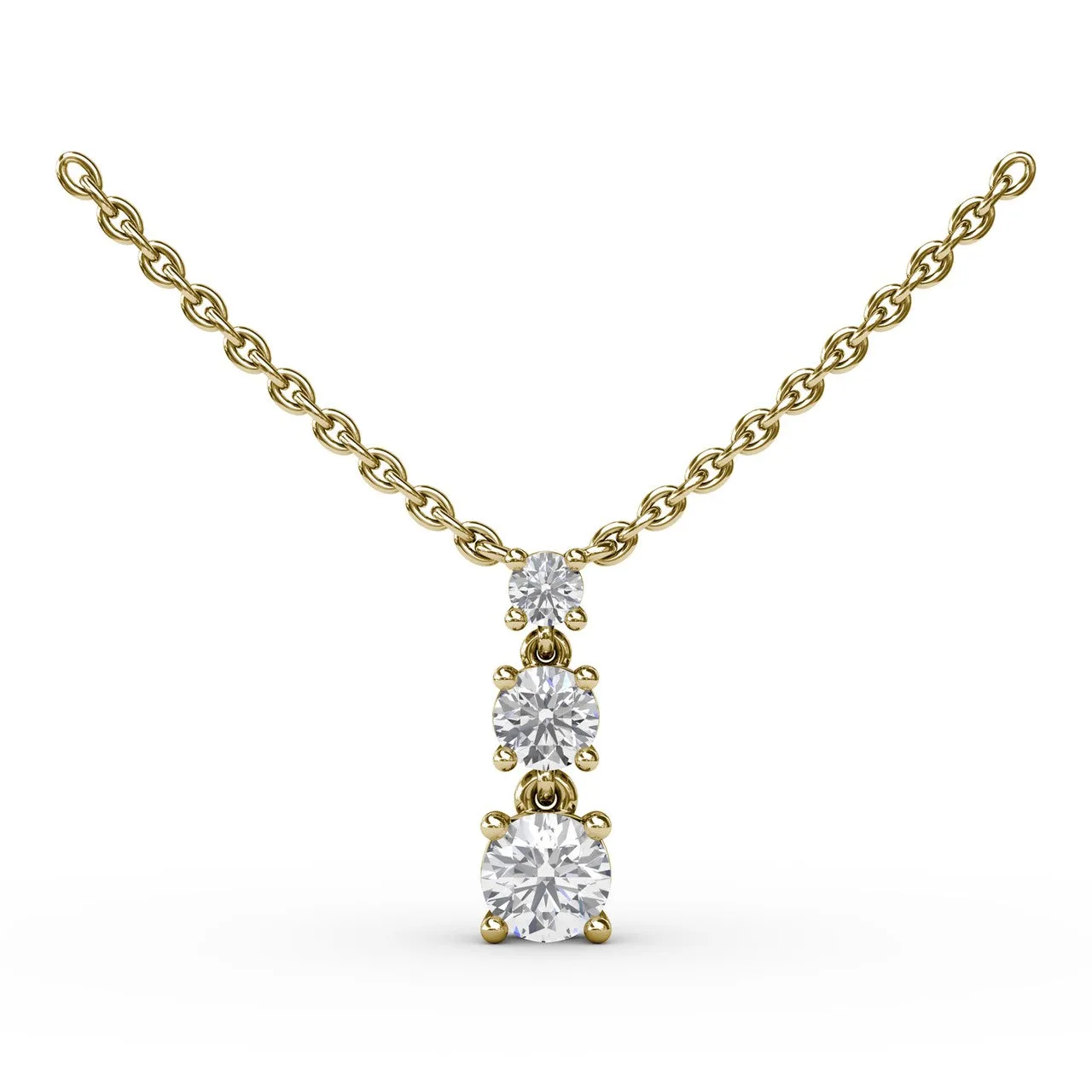 Empire Three Stone Drop Necklace