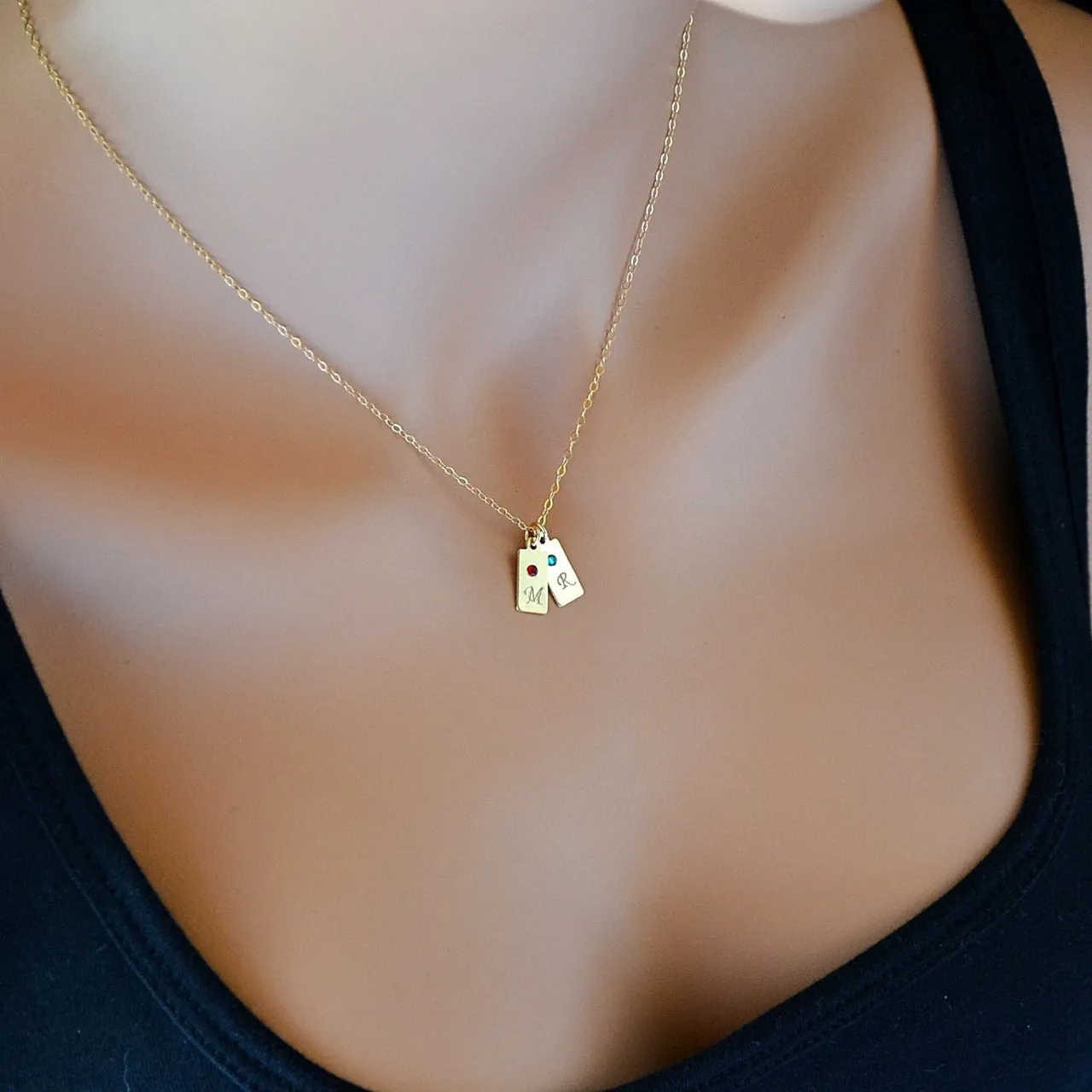 Engraved Birthstone Tags