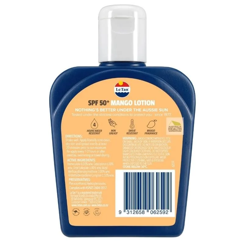 [Expiry: 09/2026]  Le Tan SPF 50  Mango Sunscreen Lotion 125mL