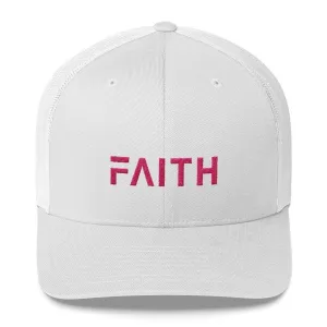 FAITH Christian Snapback Trucker Hat Embroidered in Pink Thread