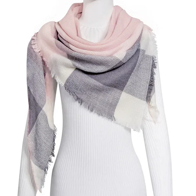 Fashion Winter Scarf For Women Scarf Cashmere Warm Plaid Pashmina Scarf Luxury Brand Blanket Wraps Female Scarves And Shawls