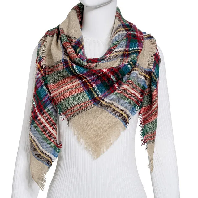 Fashion Winter Scarf For Women Scarf Cashmere Warm Plaid Pashmina Scarf Luxury Brand Blanket Wraps Female Scarves And Shawls