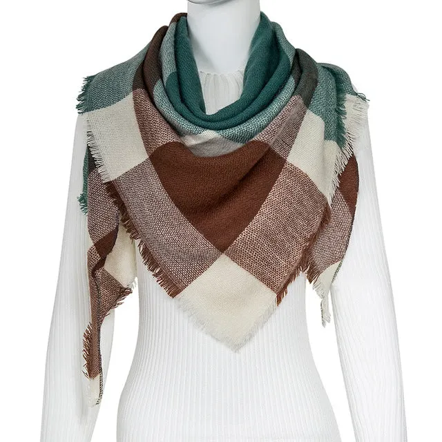 Fashion Winter Scarf For Women Scarf Cashmere Warm Plaid Pashmina Scarf Luxury Brand Blanket Wraps Female Scarves And Shawls