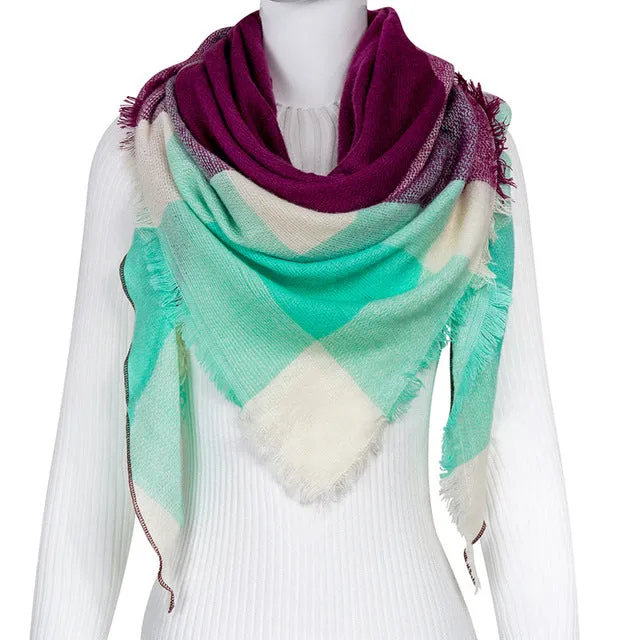 Fashion Winter Scarf For Women Scarf Cashmere Warm Plaid Pashmina Scarf Luxury Brand Blanket Wraps Female Scarves And Shawls