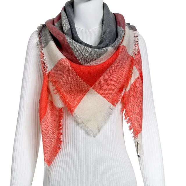 Fashion Winter Scarf For Women Scarf Cashmere Warm Plaid Pashmina Scarf Luxury Brand Blanket Wraps Female Scarves And Shawls