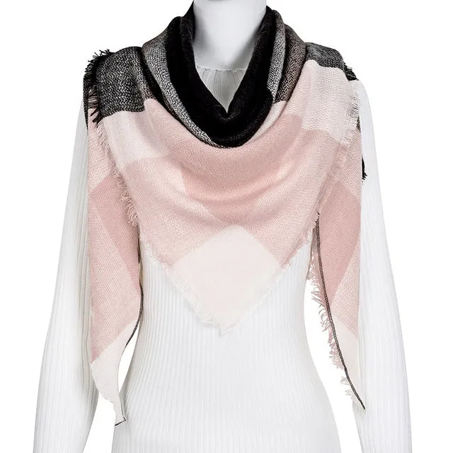 Fashion Winter Scarf For Women Scarf Cashmere Warm Plaid Pashmina Scarf Luxury Brand Blanket Wraps Female Scarves And Shawls