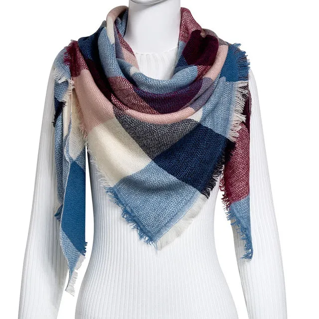 Fashion Winter Scarf For Women Scarf Cashmere Warm Plaid Pashmina Scarf Luxury Brand Blanket Wraps Female Scarves And Shawls