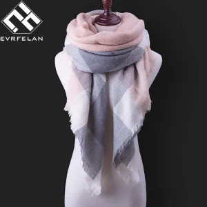 Fashion Winter Scarf For Women Scarf Cashmere Warm Plaid Pashmina Scarf Luxury Brand Blanket Wraps Female Scarves And Shawls
