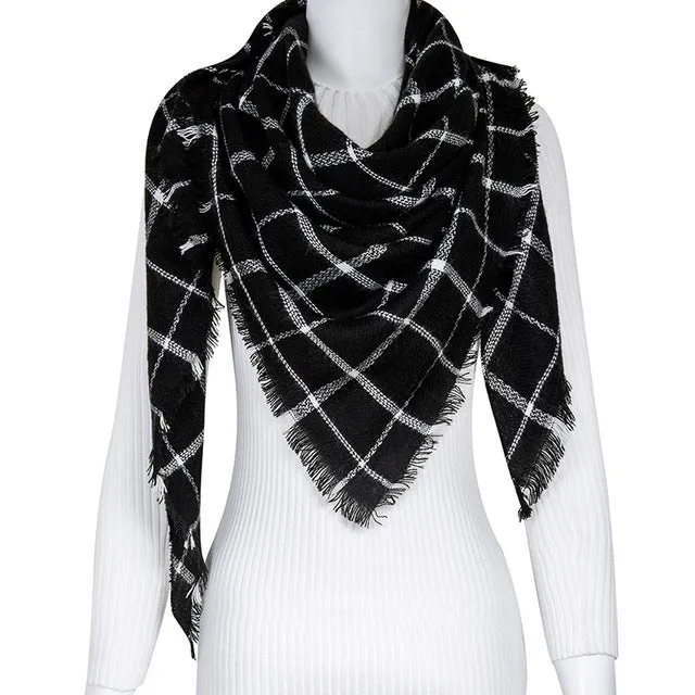 Fashion Winter Scarf For Women Scarf Cashmere Warm Plaid Pashmina Scarf Luxury Brand Blanket Wraps Female Scarves And Shawls