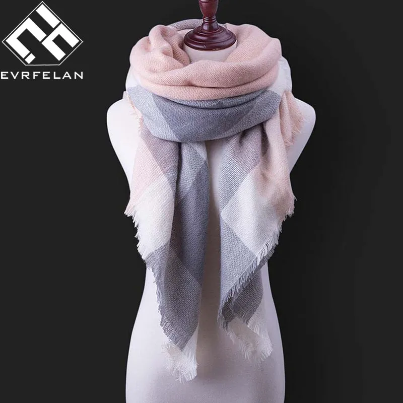 Fashion Winter Scarf For Women Scarf Cashmere Warm Plaid Pashmina Scarf Luxury Brand Blanket Wraps Female Scarves And Shawls