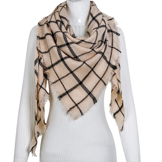 Fashion Winter Scarf For Women Scarf Cashmere Warm Plaid Pashmina Scarf Luxury Brand Blanket Wraps Female Scarves And Shawls