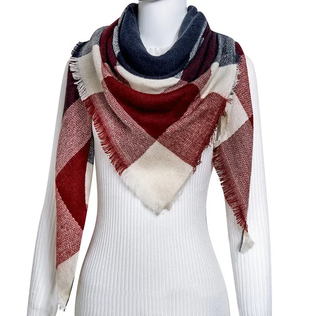 Fashion Winter Scarf For Women Scarf Cashmere Warm Plaid Pashmina Scarf Luxury Brand Blanket Wraps Female Scarves And Shawls