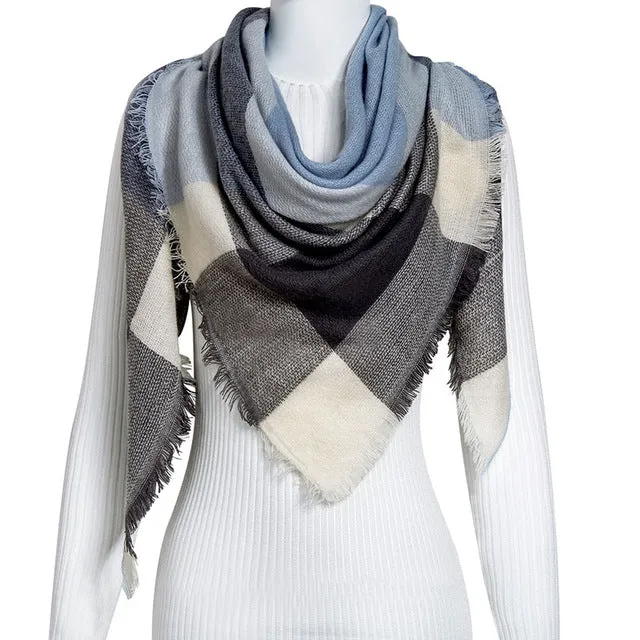 Fashion Winter Scarf For Women Scarf Cashmere Warm Plaid Pashmina Scarf Luxury Brand Blanket Wraps Female Scarves And Shawls