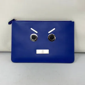 Fendi Blue and Black Leather Zip with Silver Face