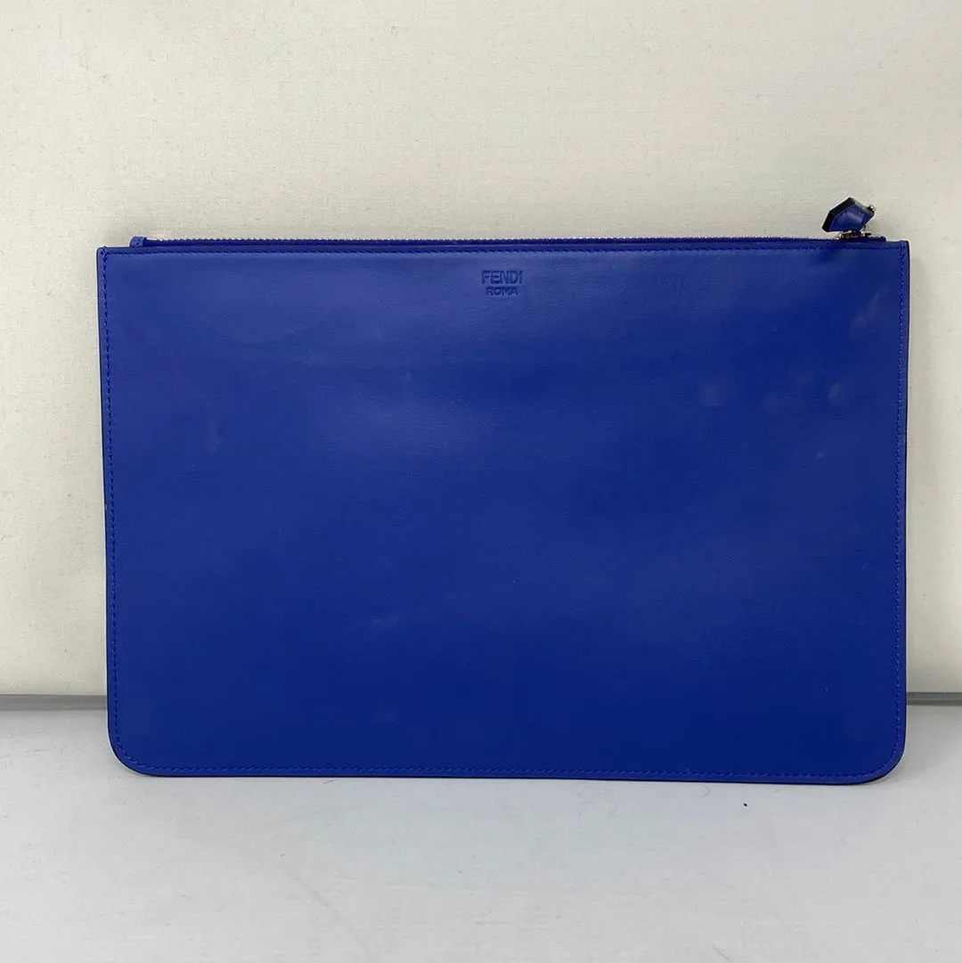 Fendi Blue and Black Leather Zip with Silver Face
