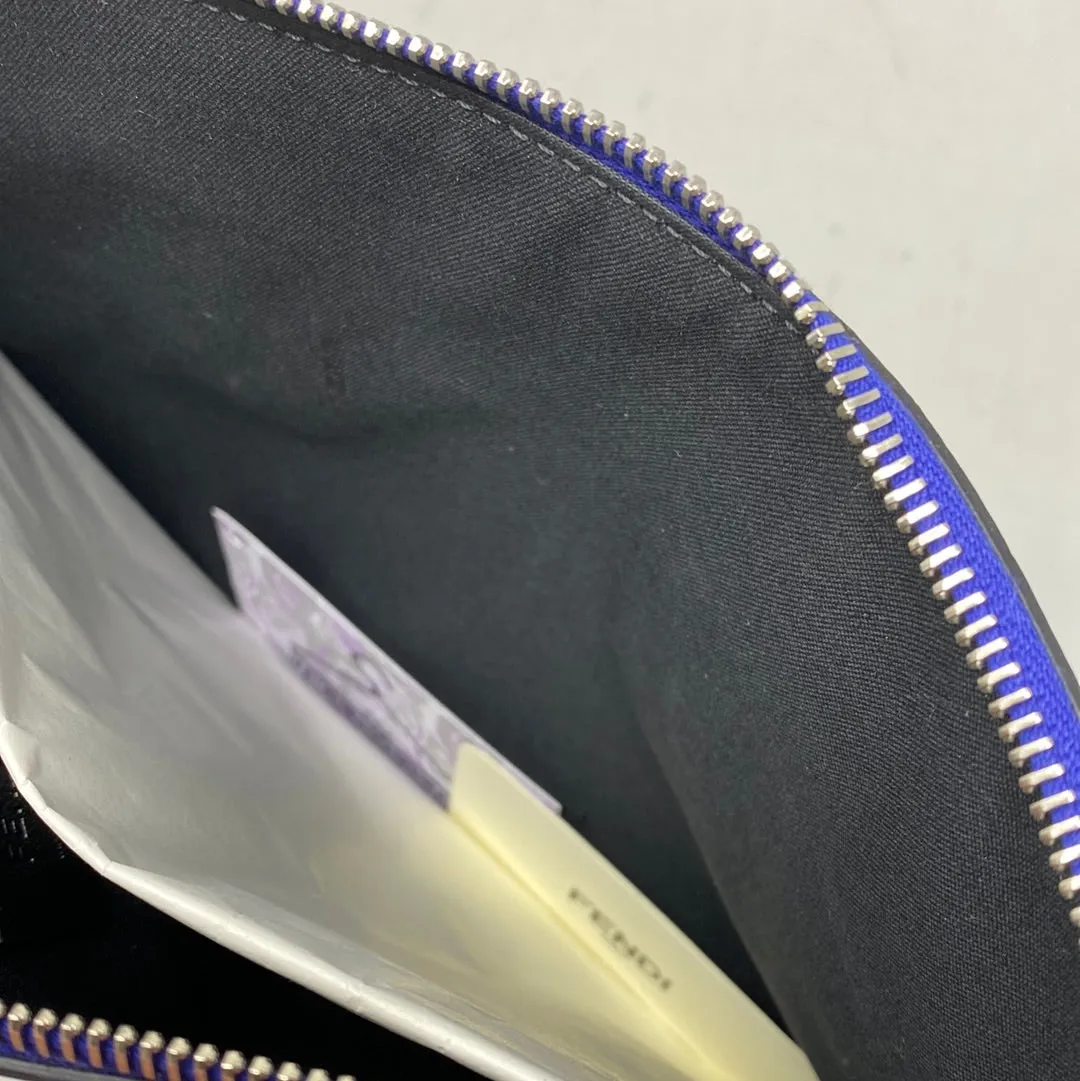 Fendi Blue and Black Leather Zip with Silver Face