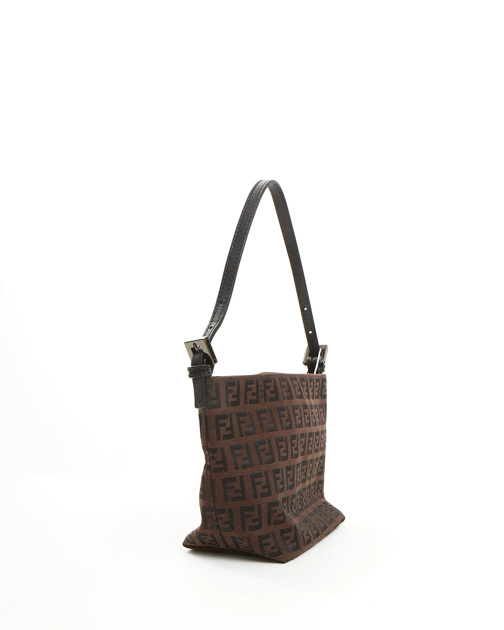 Fendi Brown Zucchino Canvas Shoulder Bag