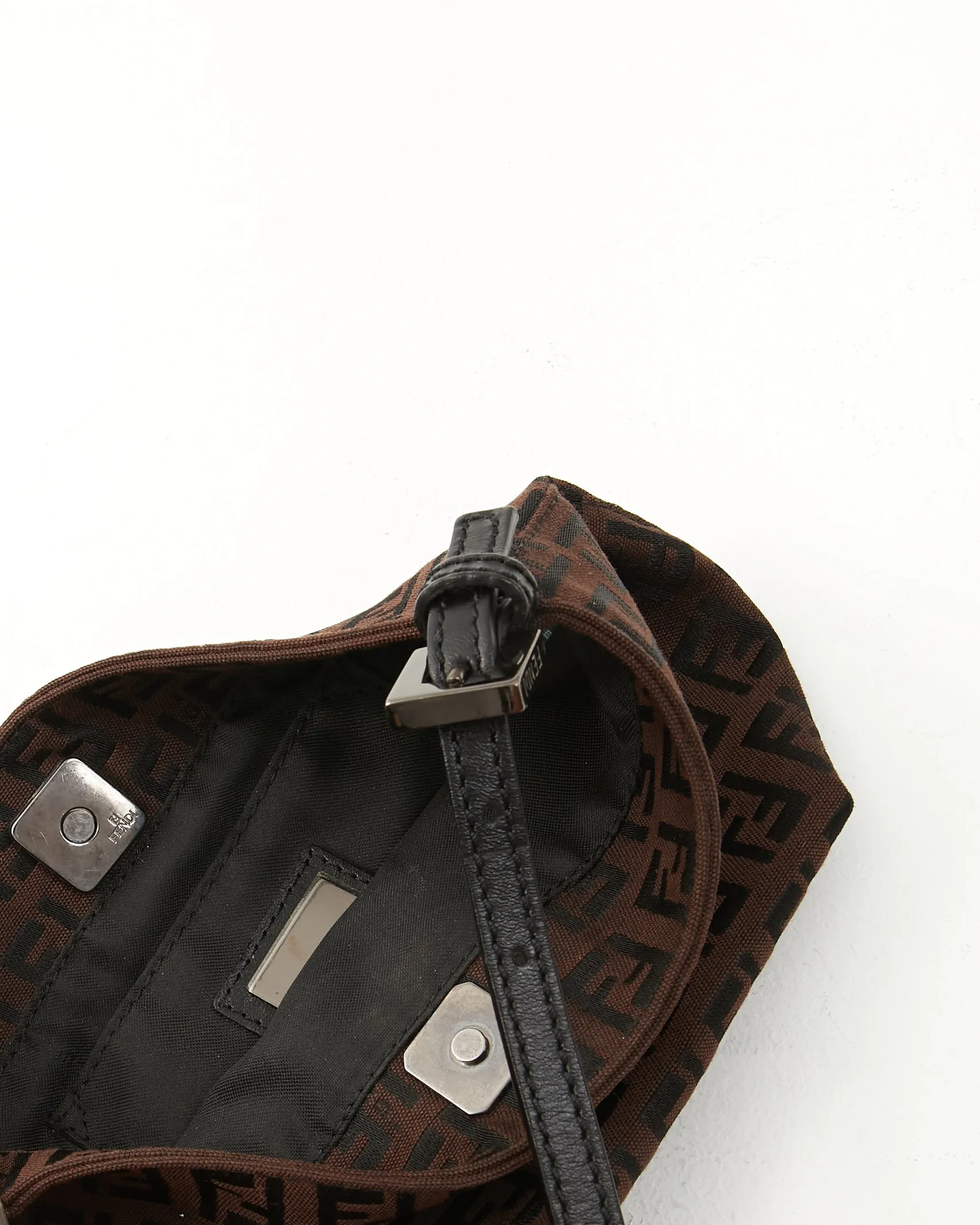 Fendi Brown Zucchino Canvas Shoulder Bag