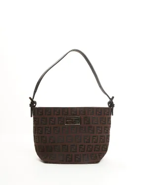 Fendi Brown Zucchino Canvas Shoulder Bag