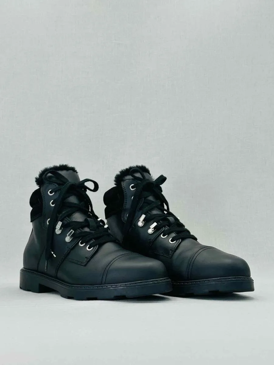 FENDI Fur Trim Black Ankle Boots 36