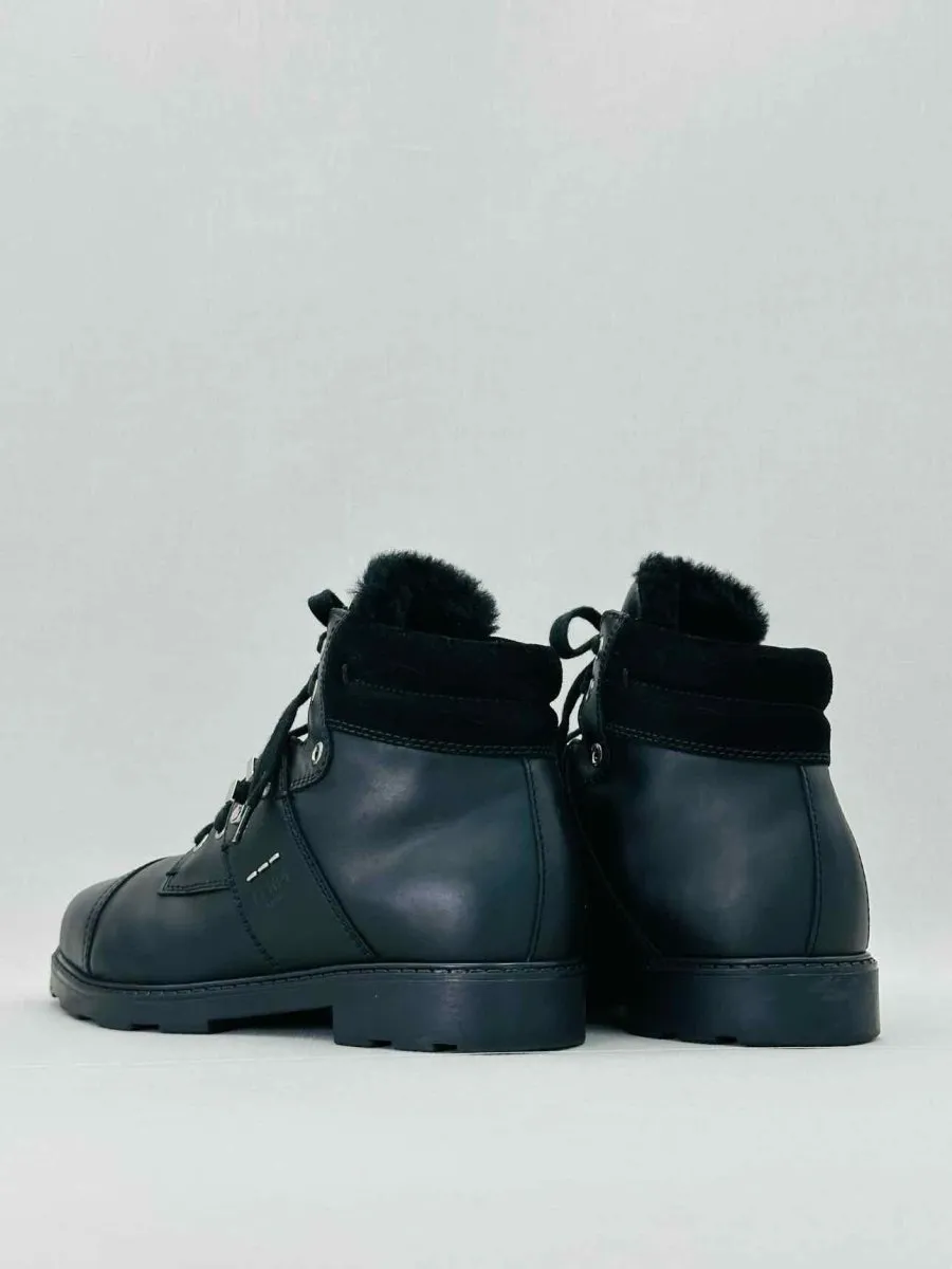 FENDI Fur Trim Black Ankle Boots 36