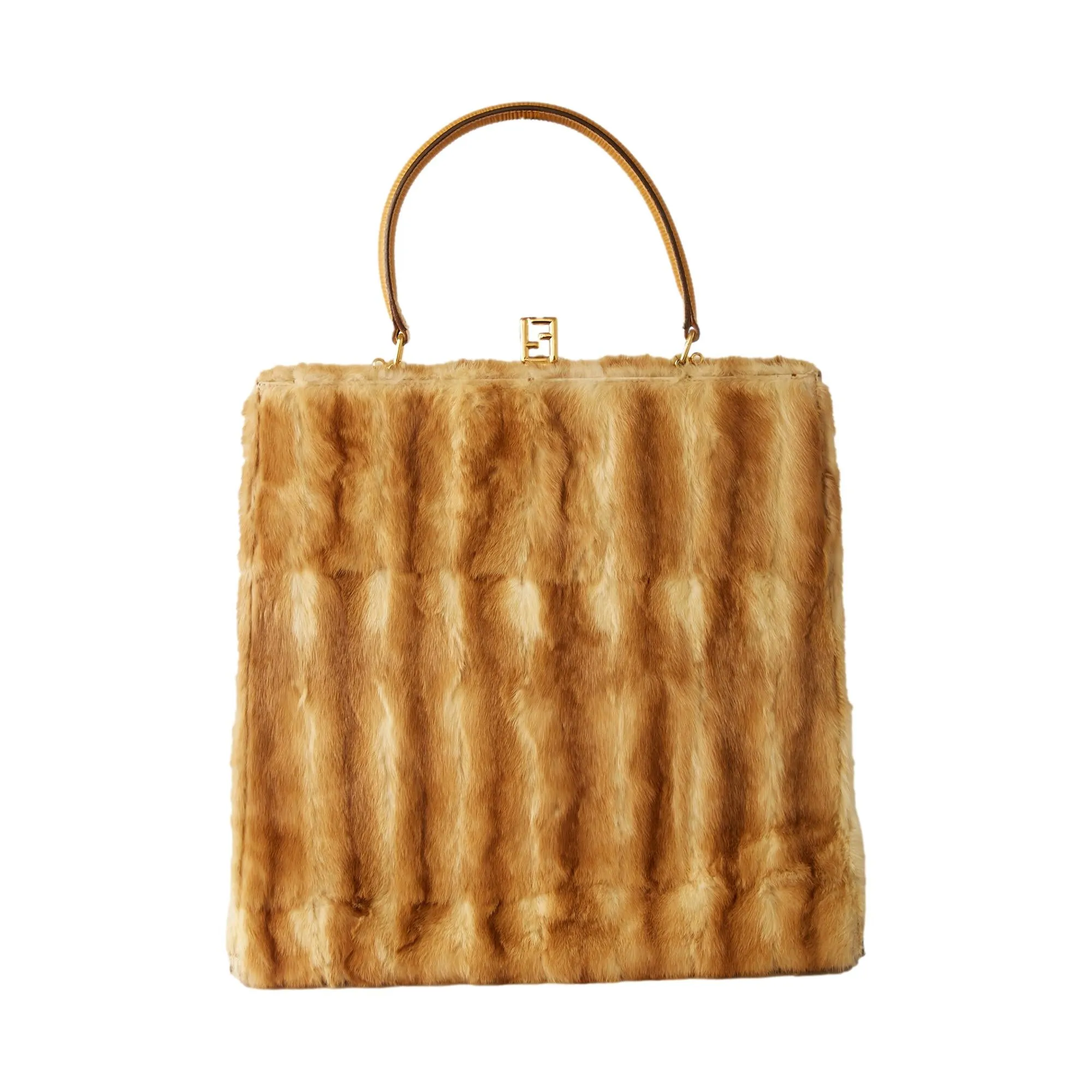Fendi Large Brown Fur Top Handle Bag