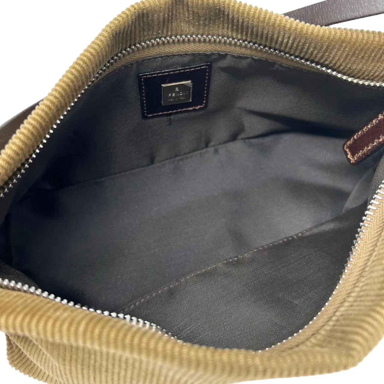 Fendi Tan Corduroy Mini Shoulder Bag