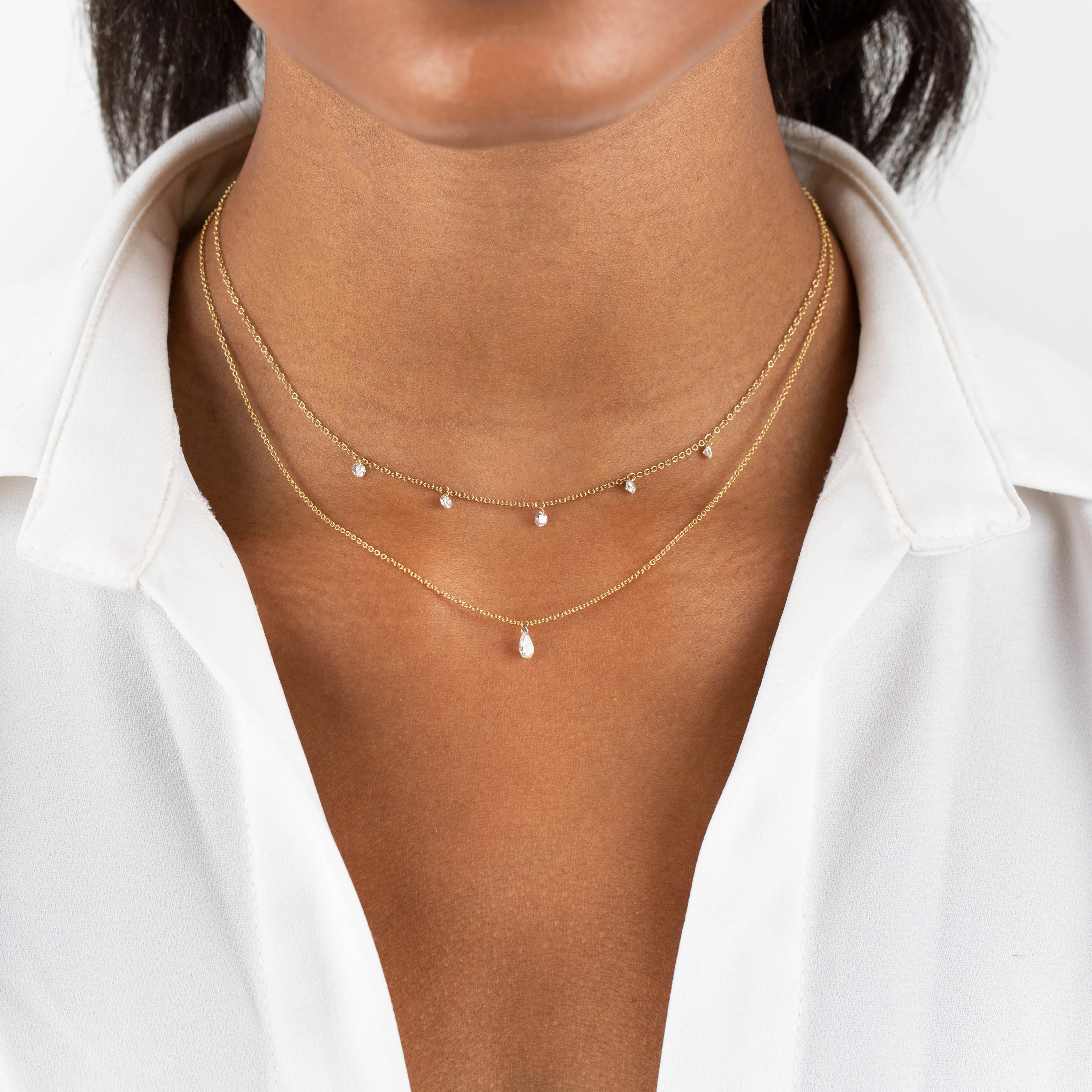 Floating Diamond Necklace 14K