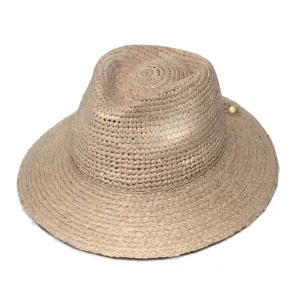 Flora Raffia Fedora Hat - Taupe