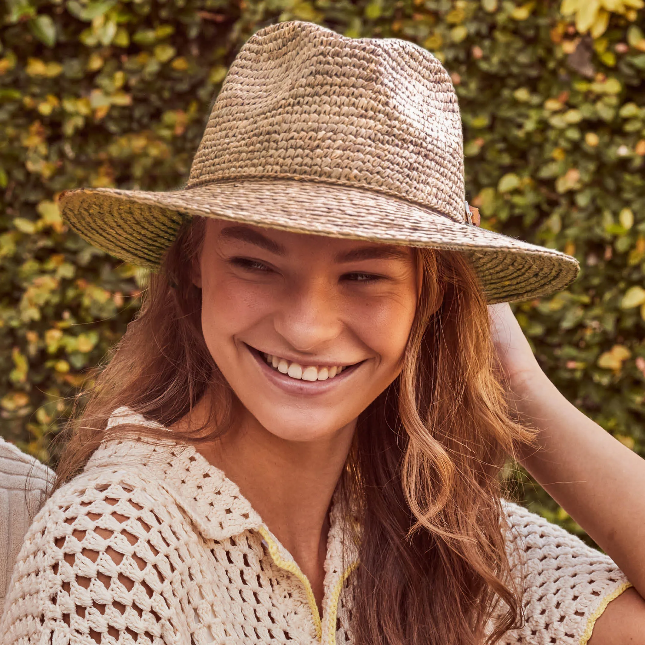 Flora Raffia Fedora Hat - Taupe