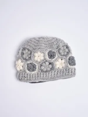 Floral Crochet Wool Beanie.