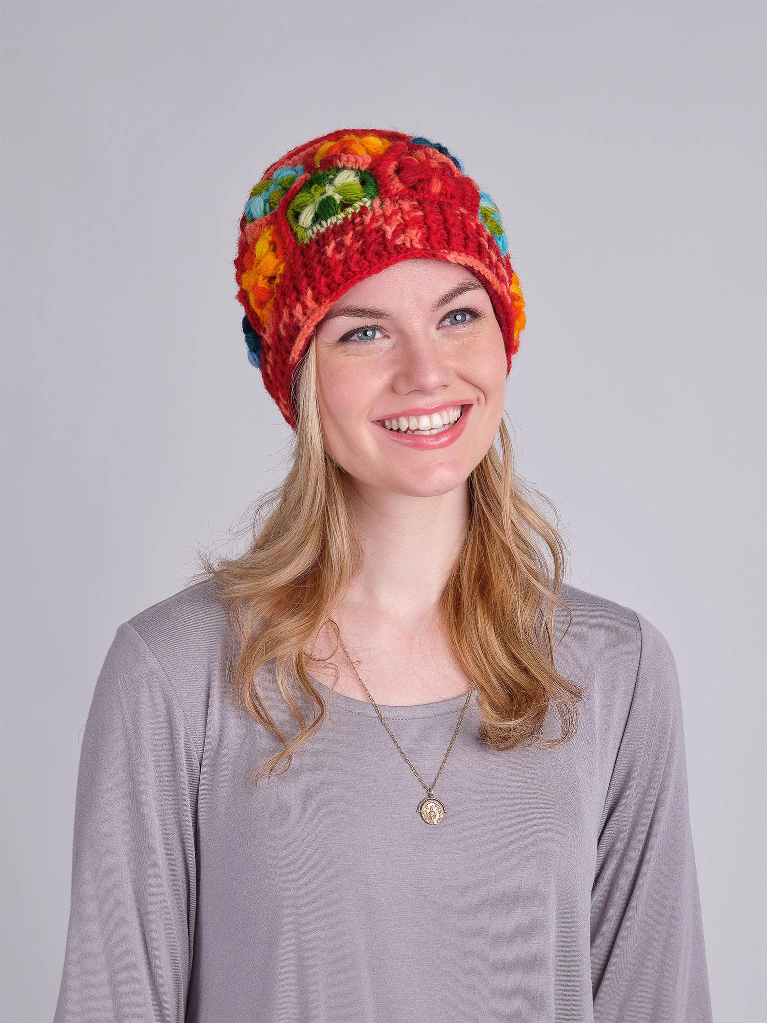 Floral Crochet Wool Beanie.