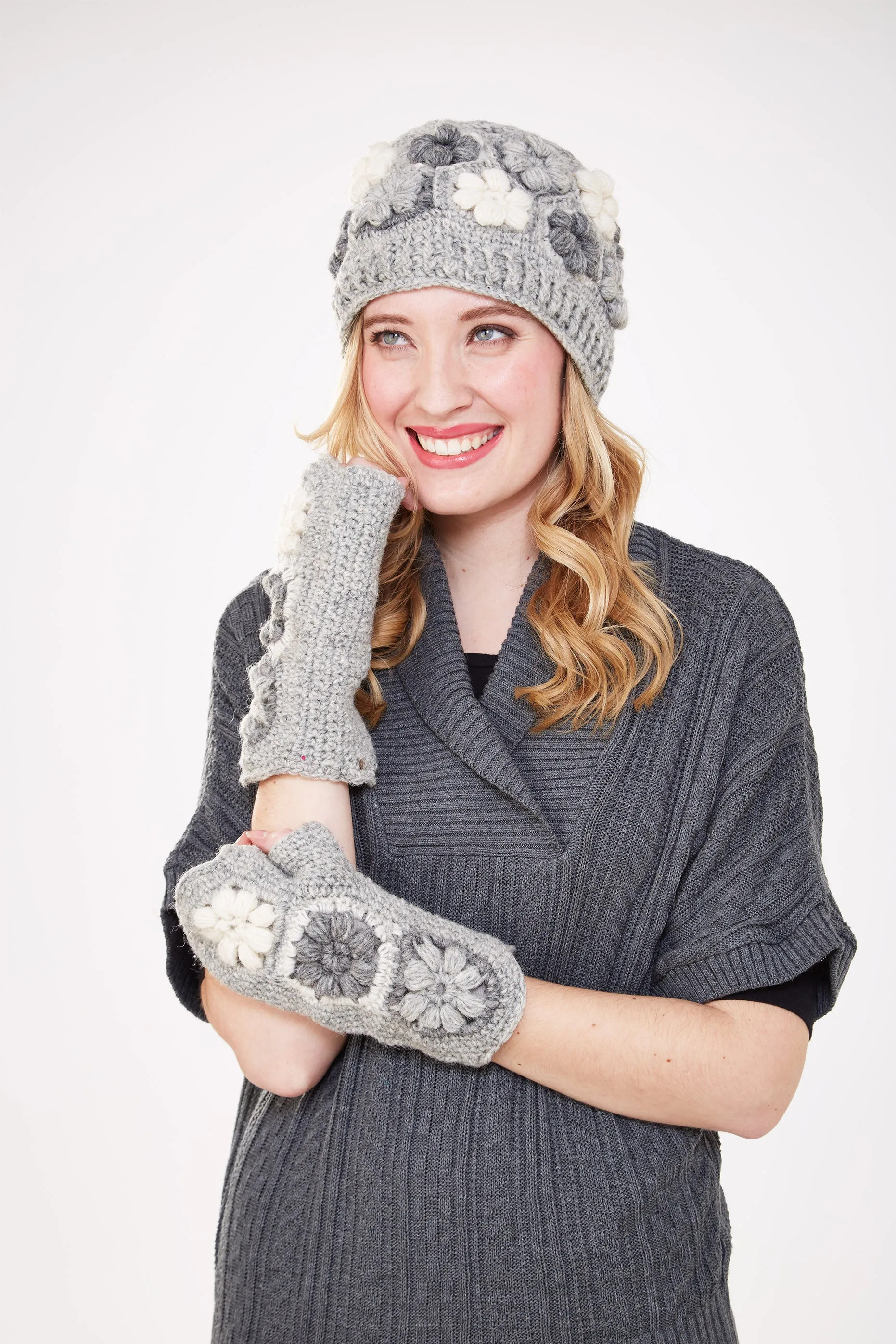 Floral Crochet Wool Beanie.