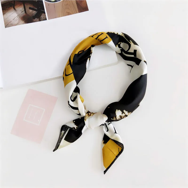 Floral Print Silk Small Square Scarf for Women - 40 Colors