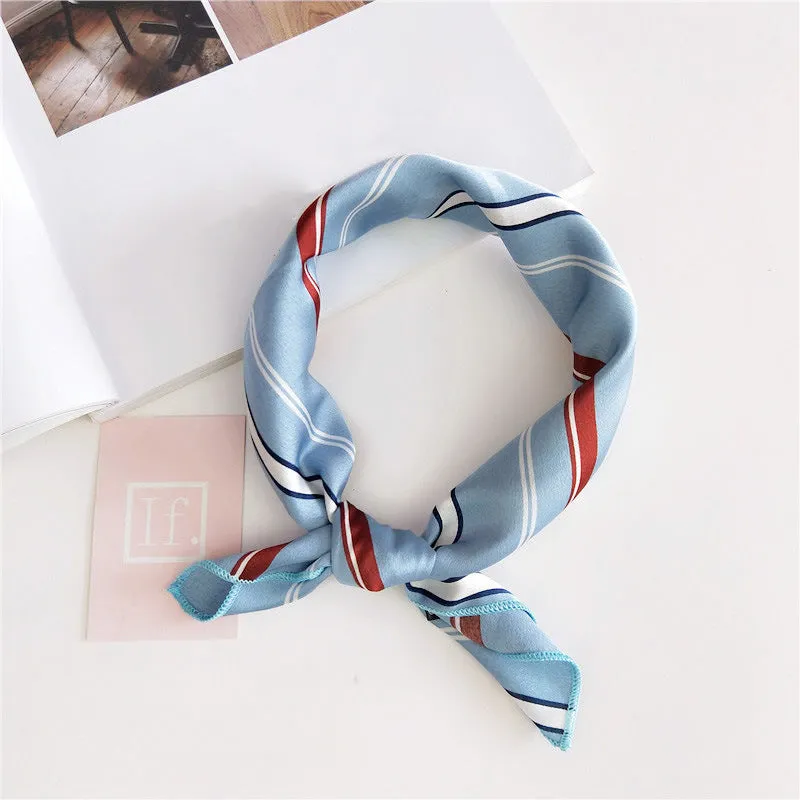 Floral Print Silk Small Square Scarf for Women - 40 Colors