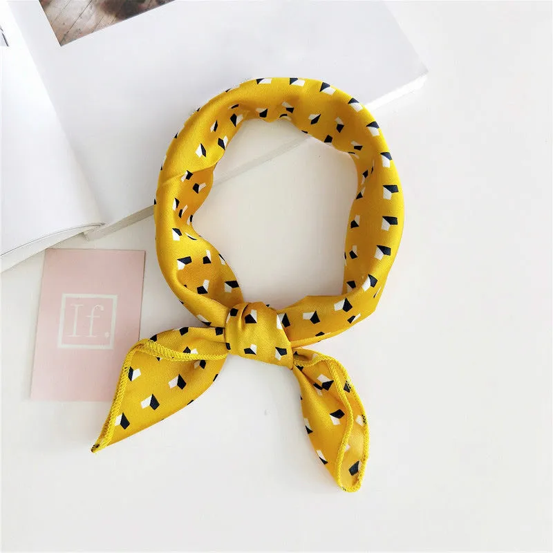 Floral Print Silk Small Square Scarf for Women - 40 Colors