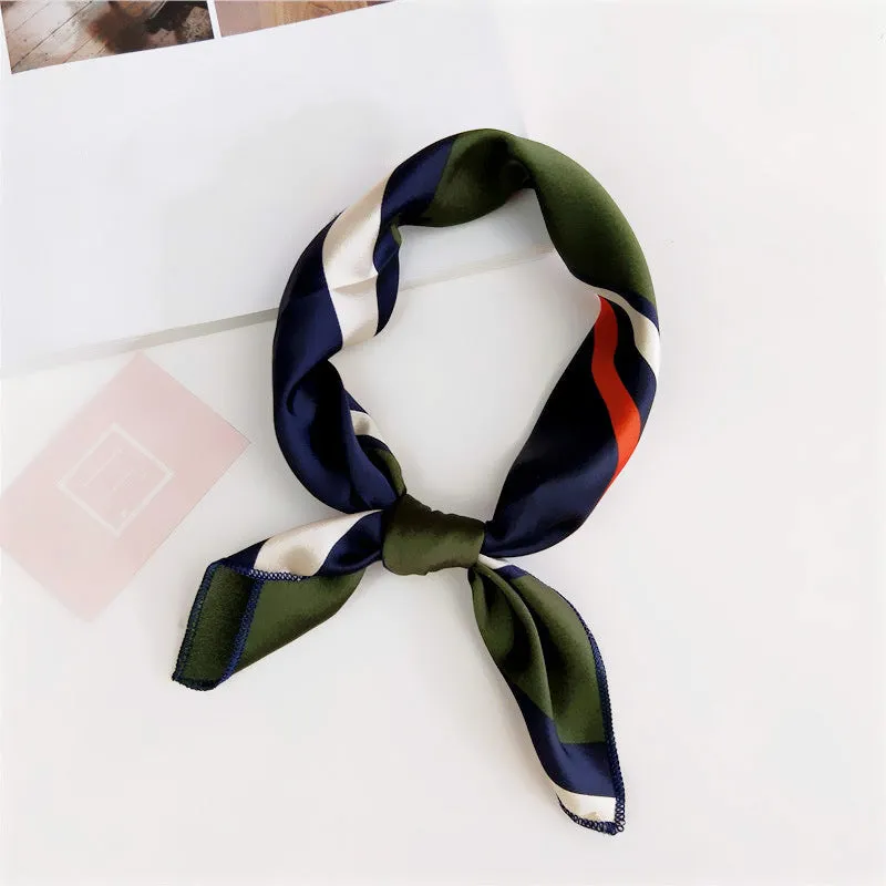 Floral Print Silk Small Square Scarf for Women - 40 Colors