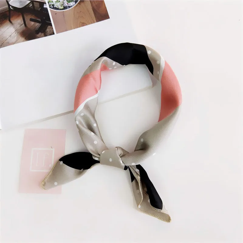 Floral Print Silk Small Square Scarf for Women - 40 Colors