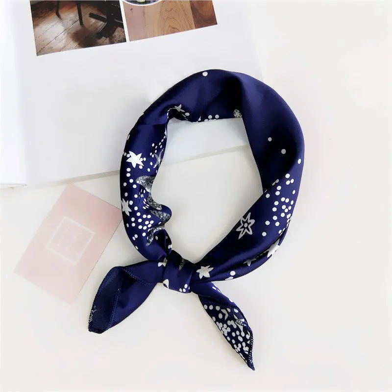 Floral Print Silk Small Square Scarf for Women - 40 Colors